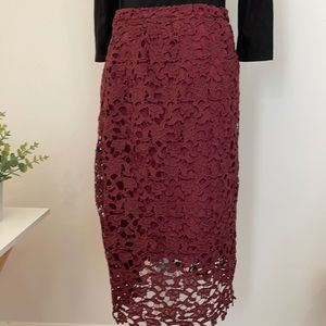 Downeast-Burgundy Lace Skirt-Size Small